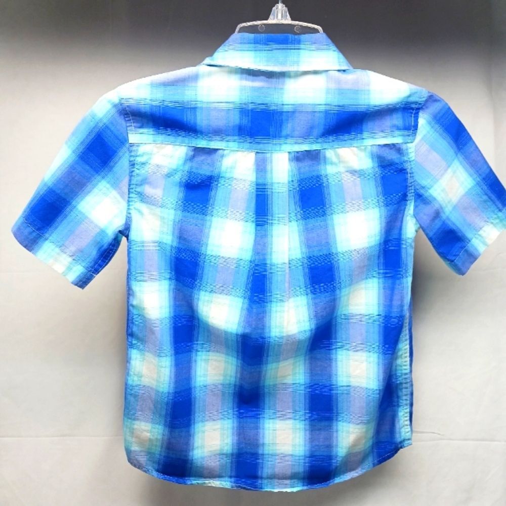 U.S. Polo Assn. Blue Plaid Button Down Shirt Front Pocket Logo Boys 8.......... - Picture 7 of 10